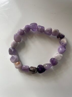 Amethyst Crystal Beaded Stretch Bracelet - Gemstone Bracelet